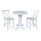 International Concepts 30 in. Solid Wood Round Top Pedestal Dining Table with 2 Counter Height Stools in White K08-30RT-23B-S6132-2 - alternate 1
